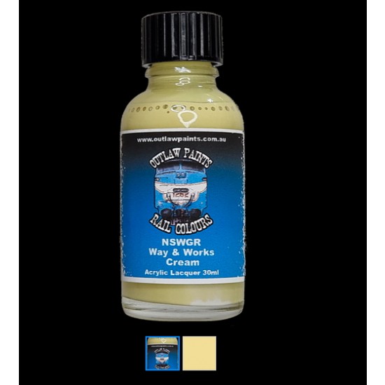 Acrylic Lacquer Paint - Solid Colour Way & Works Cream (30ml)