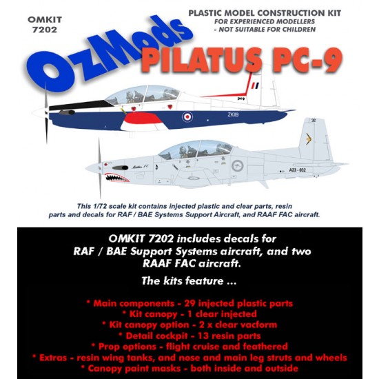 1/72 Pilatus PC-9 for RAF/BAE Systems Support and RAAF FAC (Wing Tanks included)