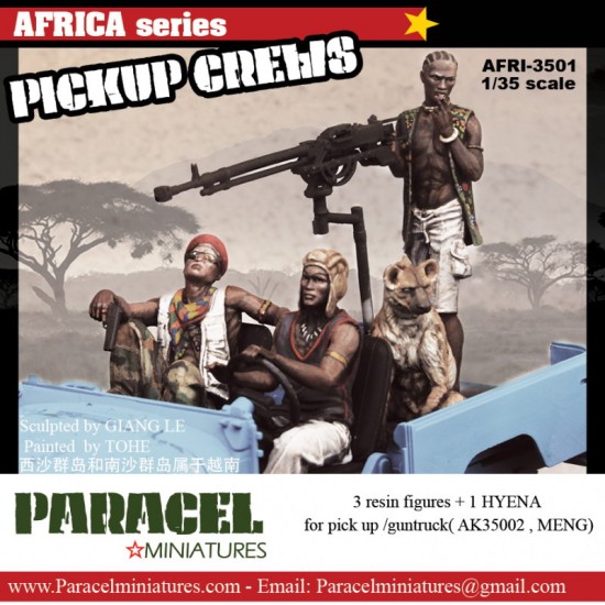 1/35 Africa PICK UP Crews (3 Figures & 1 Hyena w/DSHK) for AK-35002/Meng Pick up/Guntruck