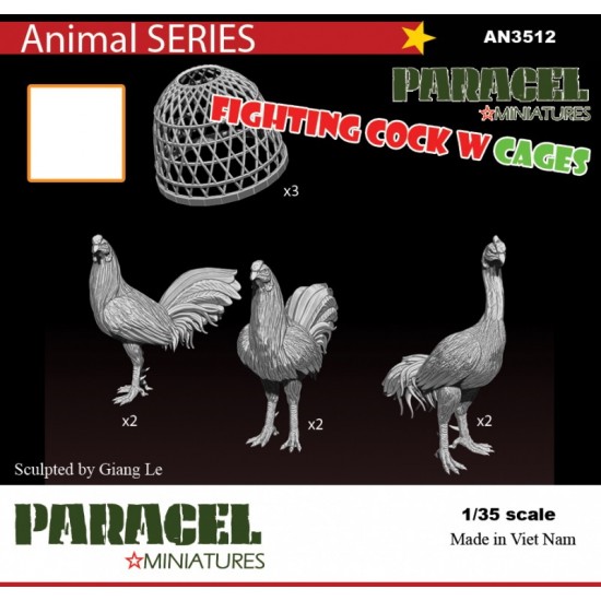 1/35 Fighting Chicken with Cages