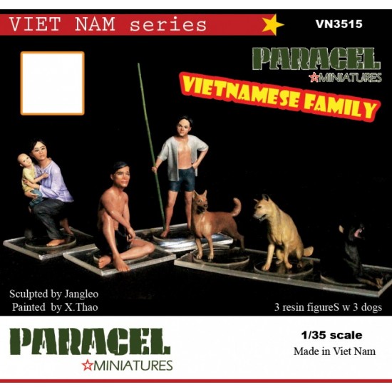 1/35 Vietnam War Vietnamese Family with Dogs