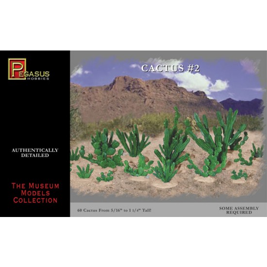 1/48 Cactuses Set #2 (60 Cactuses, 0.3" to 1.25" Tall)