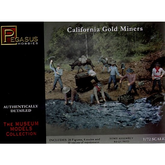 1/72 California Gold Miners Set (28 Figures, 4 Mules and 10pcs of Equipment)