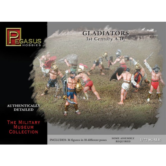 1/72 1st Century A.D. Gladiators Set (36 Figures in 18 Different Poses)