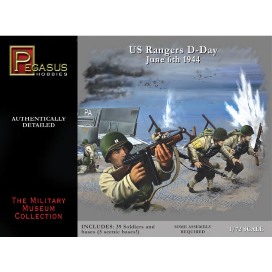 1/72 US Rangers D-Day 6th June 1944 (39 Soldiers w/5 Scenic Bases)