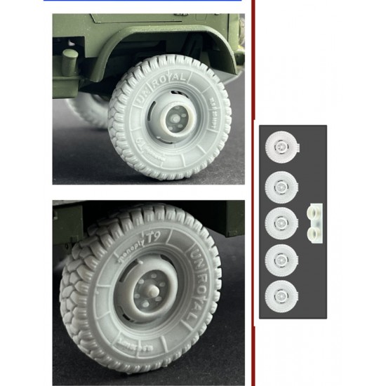 1/35 Unimog S404 Sandreifen / Dessert Tyres (4 tyres, 1 spare, 2 step ring)