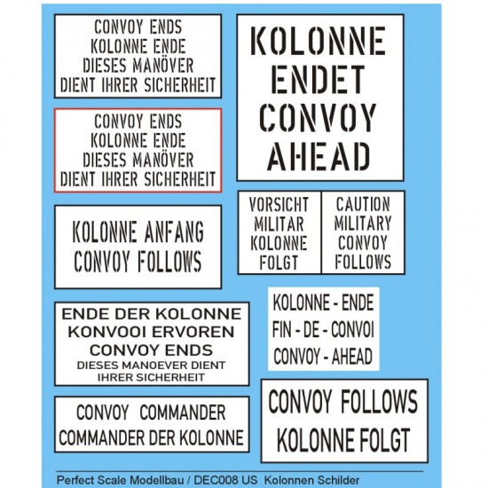 Decals for 1/35 US Kolonnen Schilder Convoy Signs