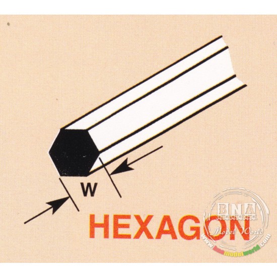 MRX-20 Solid Styrene Hexagon Rod (W: 0.5mm, Length: 250mm) (10pcs)