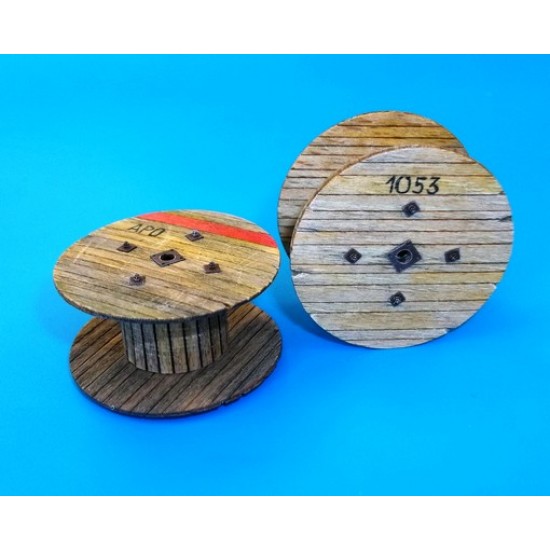 1/35 Small Cable Reels (Laser Carved Wooden Parts+Paper+Resin)