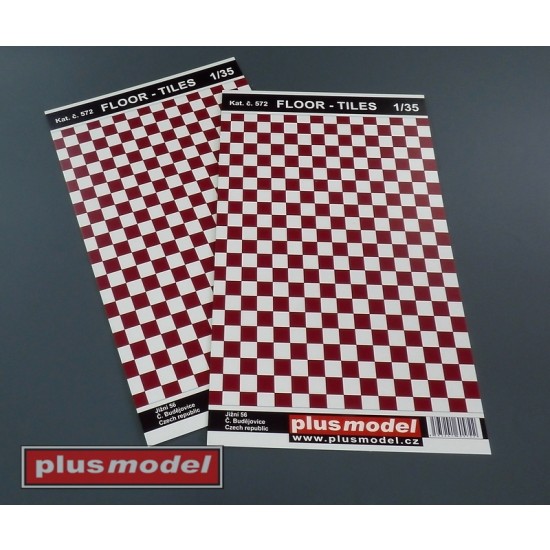 1/35 Floor - Tiles Red and White (190x130mm)