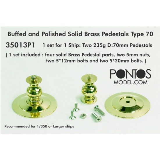 Buffed and Polished Solid Brass Pedestals Type 70 for 1/350 or Larger Ship models