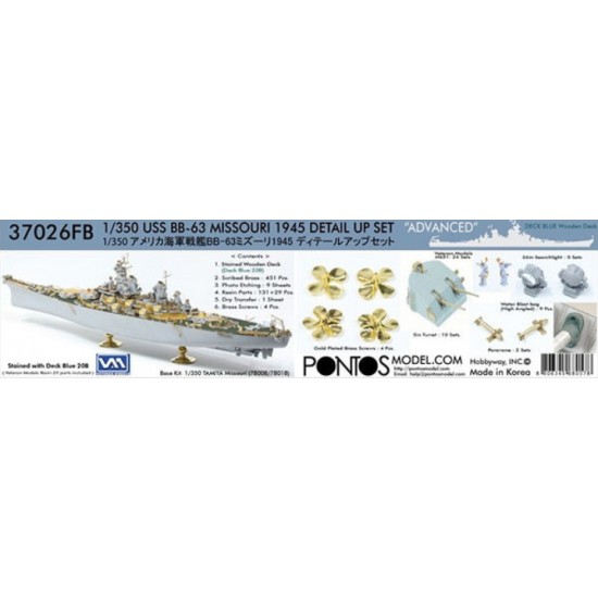 1/350 USS BB-63 Missouri 1945 Advanced Detail Set (20B Blue Deck) for Tamiya #78008/78018