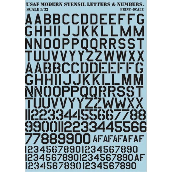 1/32 USAF Modern Stencil Letters and Numbers (black) Decals