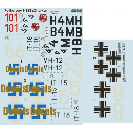 Decals for 1/32 Polikarpov I-153 "Chaika" Part 2