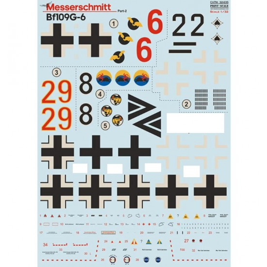 Decals for 1/32 Messerschmitt Bf-109 G-6 Part 2 