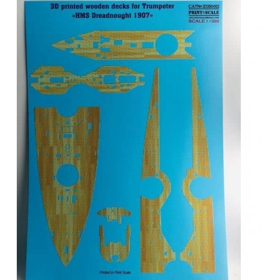 1/350 HMS Dreadnought 3D Printed Wooden Deck for  Trumpeter kits