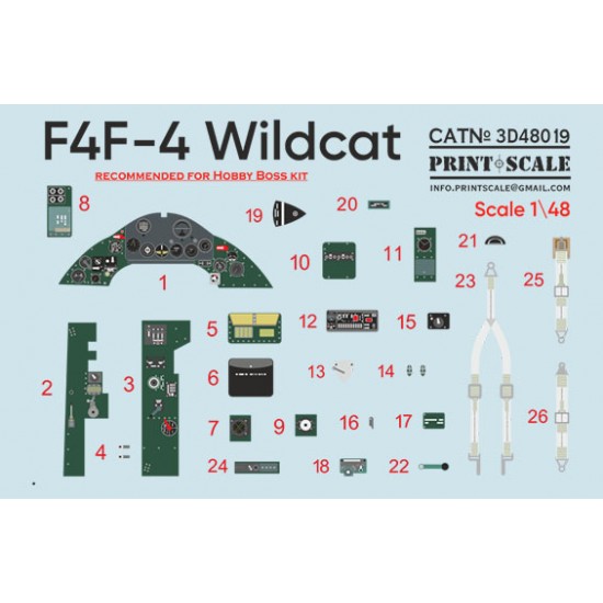 1/48 F4F-4 Wildcat Interior 3D Decal