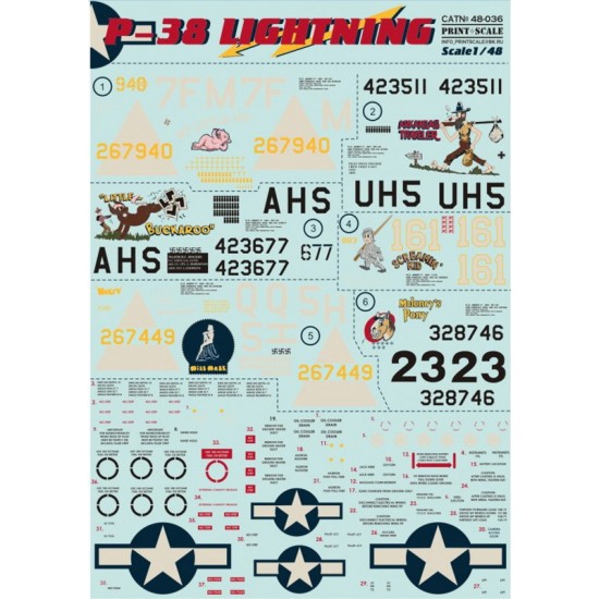 1/48 Lockheed P-38 Lightning (Part 1) Decals