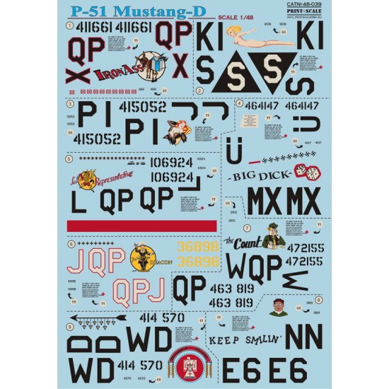 1/48 P-51D Mustang (complete set, 2 leaf) Decals