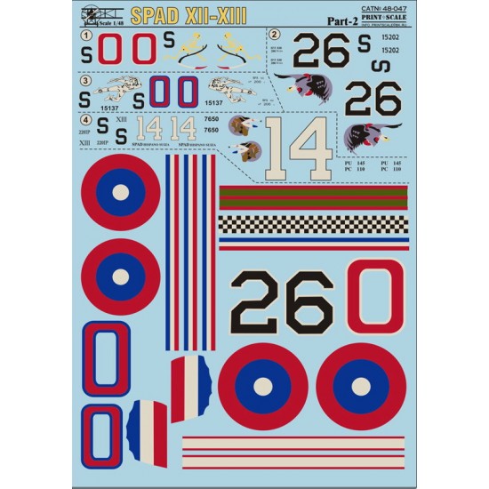 1/48 Spad XII-XIII (Part 2) Decals