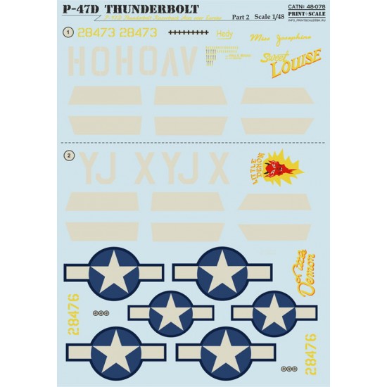 1/48 P-47D Thunderbolt Razorback Aces over Europe Decals Part 2