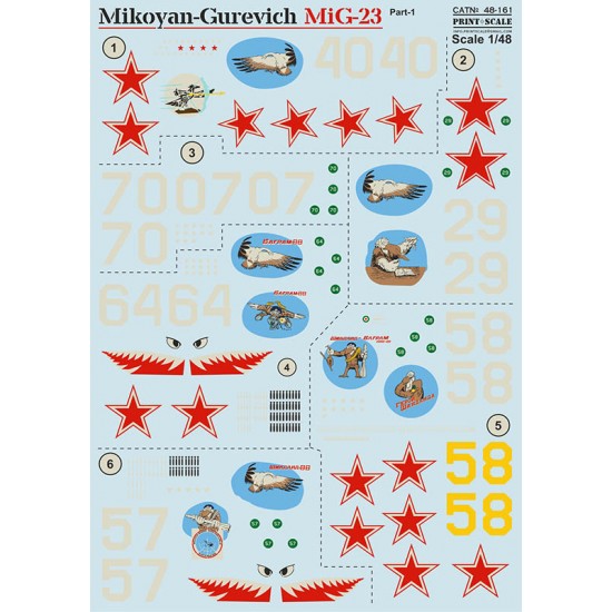 Decals for 1/48 Mikoyan Gurevich MiG-23 Part.1