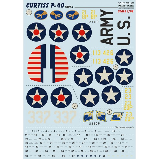Decals for 1/48 Curtiss P-40 C/CU Part 1 
