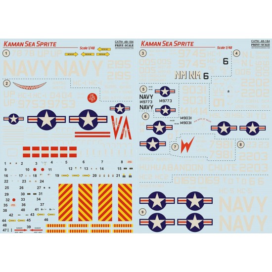 Decals for 1/48 Kaman Sea Sprite (the complete set, 2 sheets)