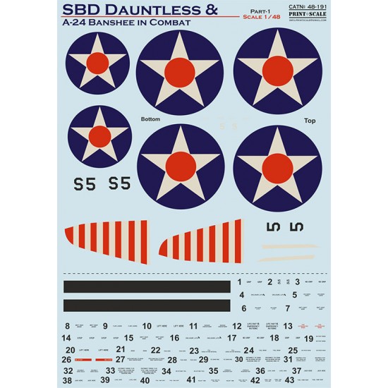 Decals for 1/48 SBD Dauntless and A-24 Banshi in Combat Part 1