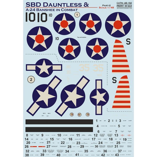 Decals for 1/48 SBD Dauntless and A-24 Banshi in Combat Part 2