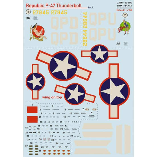 Decals for 1/48 Republic P-47 D Part 3
