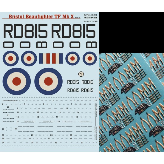Decals for 1/48 Beaufighter Mk.X Part 1 (with 3D decal Instrument panel)