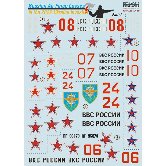 Decals for 1/48 Russian Air Forces Losses in the 2022 Ukraine Invasion Part 1
