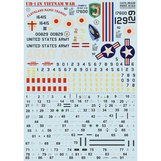 Decals For 1 48 Bell UH 1 Huey In Vietnam War Part 2 PRS48 230 BNA decals-for-1-48-bell-uh-1-huey-in-vietnam-war-part-2-prs48-230-bna