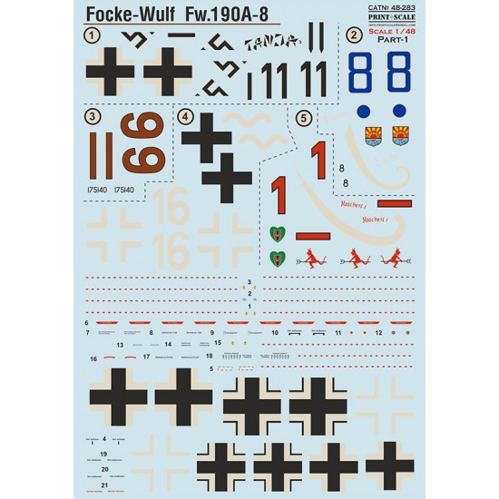 1/48 Focke-Wulf Fw.190A-8 Decal Part 1