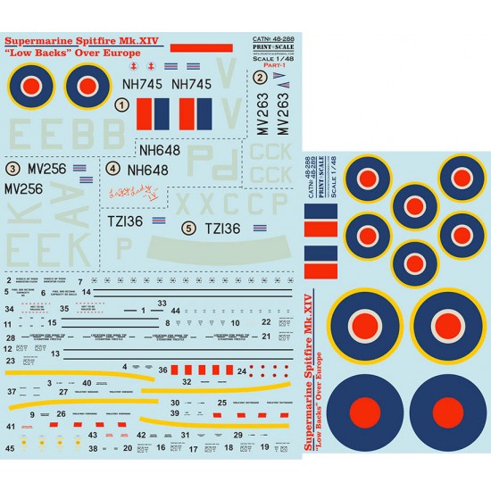 part1 (8 Images High Quality Grahic Decal for 1/48 Supermarin Spitfire Mk.lV (Low Backs) Part-1 Print Scale ...
