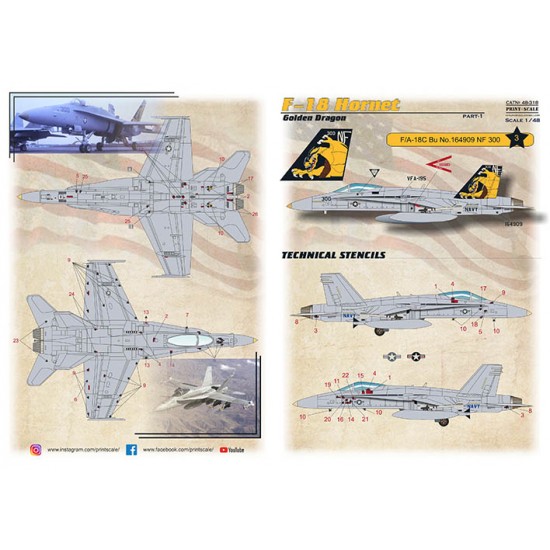 1/48 F-18 Hornet. Decal Part 1 - No.164909 NF 300