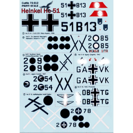 1/72 German Heinkel He-51 Decals