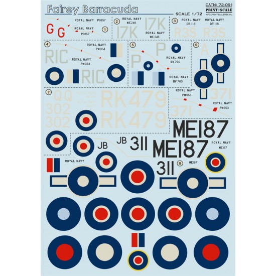 1/72 Fairey Barracuda Decals
