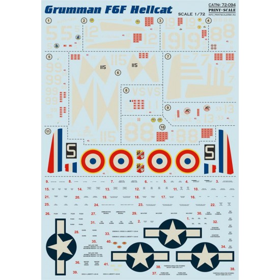 1/72 Grumman F6F Hellcat Decals