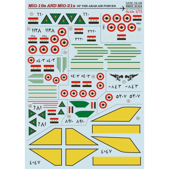 1/72 MiG-19s and MiG-21s of the Arab Air Force Decals