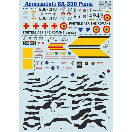1/72 Wet Decals - Aerospatiale SA.330 Puma
