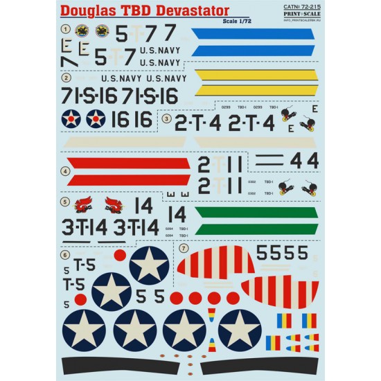 1/72 Wet Decals - Douglas TBD Devastator