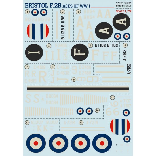 1/72 Wet Decals - Bristol F.2B Fighter Aces of WWI