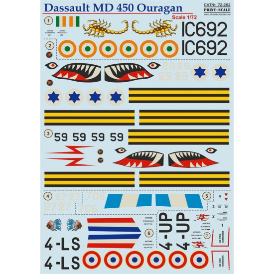 1/72 Dassault MD 450 Ouragan Decals