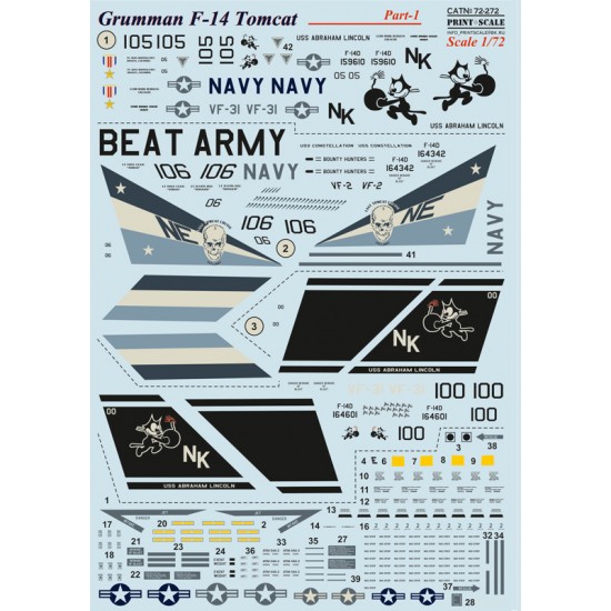 1/72 Grumman F-14 Tomcat Decals (Part 1)