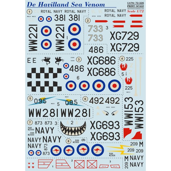 1/72 De Havilland Sea Venom Decals (Australian included)