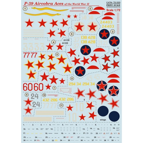 Decals for 1/72 Bell P-39 Airacobra Aces of the World War II