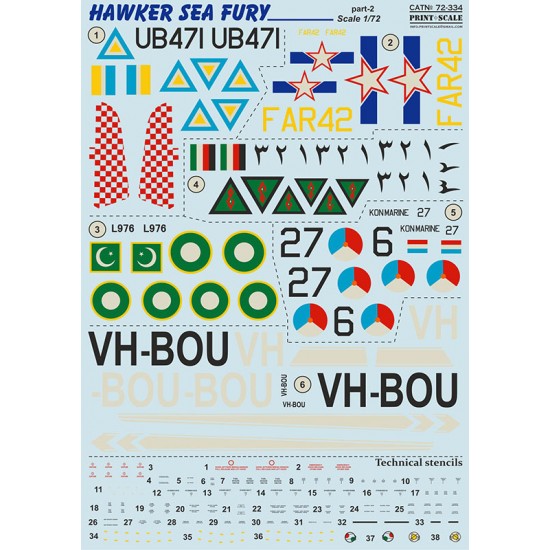 Decals for 1/72 Hawker Sea Fury Part.2 Print Scale 72-334