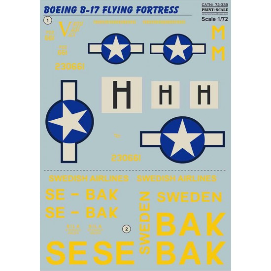 Decals for 1/72 Boeing B-17 Flying Fortress